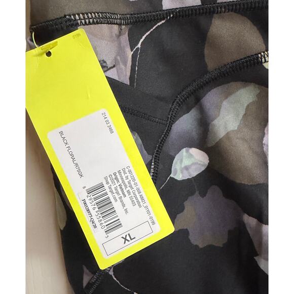 All In Motioin Womens Ankle Legging Black Purple Floral Athleisure Yoga NWT New - Picture 6 of 7